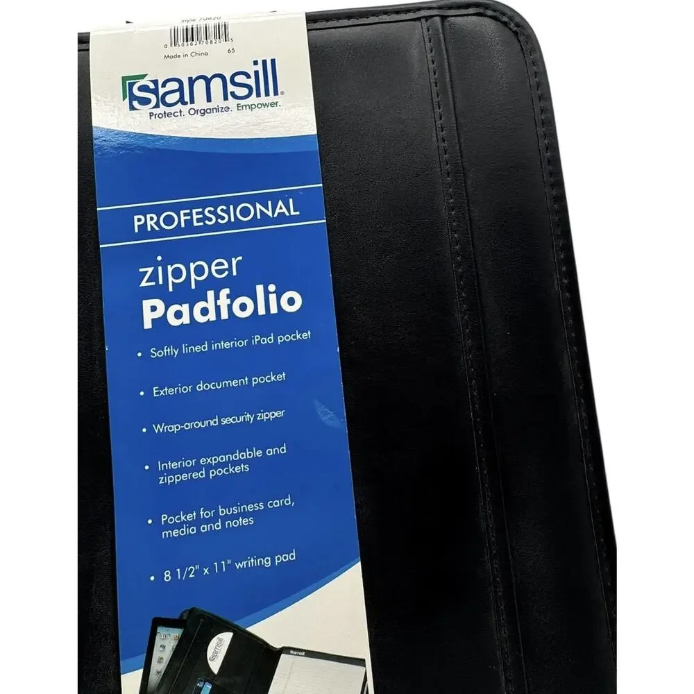 Samsill Zipper Padfolio Folder Organizer Pad Tablet Holder 13x10.5